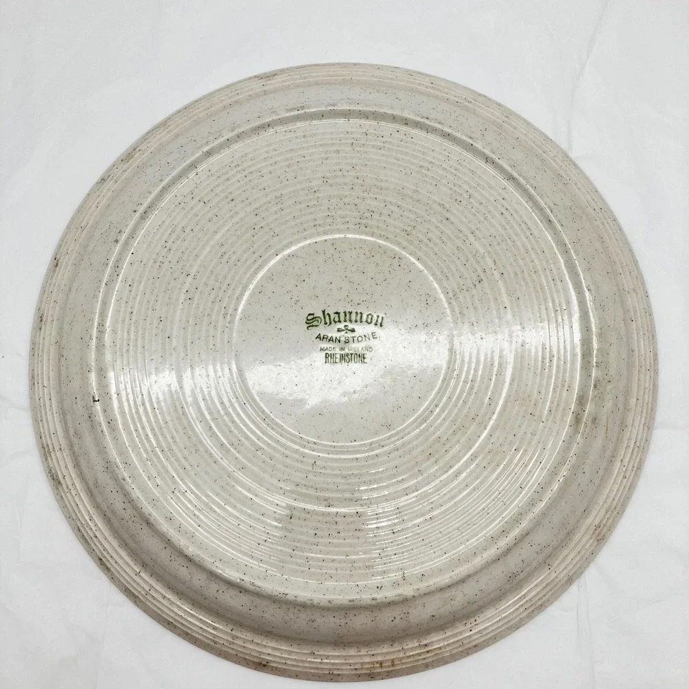 Shannon Dinner Plate Aran Stone Rheinstone 10.5in Green Brown Vintage Ireland
